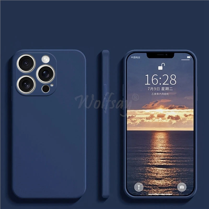 For  16 Pro Max Case Liquid Silicone Original Plain Rubber TPU Protector Case for  16 Pro Max Cover TPU Shockproof